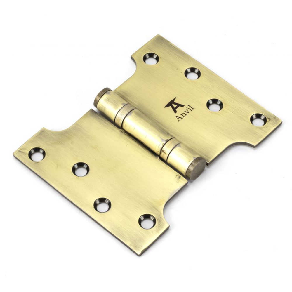 From the Anvil 4 Inch (102mm x 127mm) Parliament Hinge (Sold in Pairs) - Aged Brass